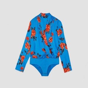 Zara floral bodysuit with long sleeves